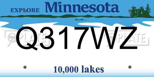 Q317WZ Minnesota License Plate