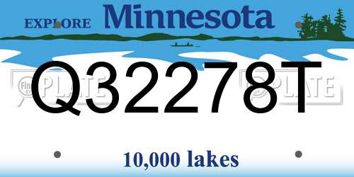 Q32278T Minnesota License Plate