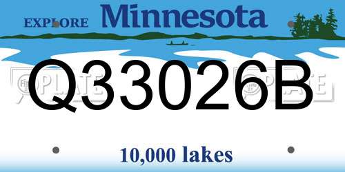 Q33026B Minnesota License Plate