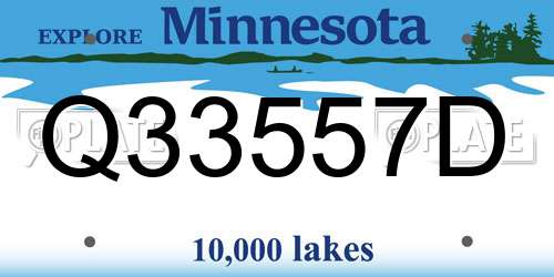 Q33557D Minnesota License Plate