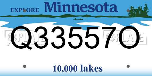 Q33557O Minnesota License Plate