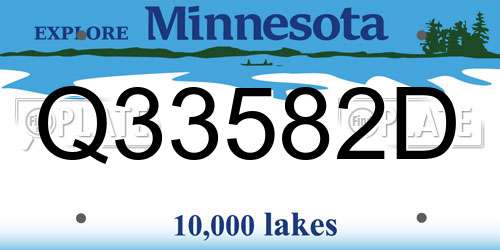 Q33582D Minnesota License Plate
