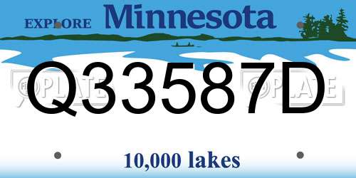Q33587D Minnesota License Plate