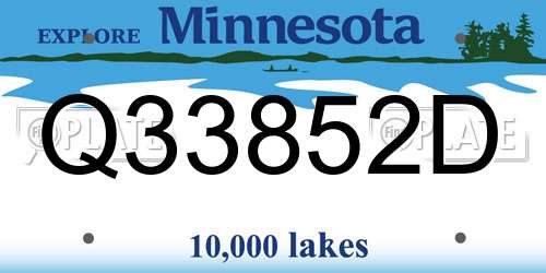 Q33852D Minnesota License Plate