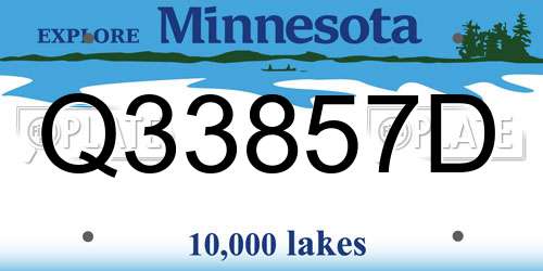 Q33857D Minnesota License Plate