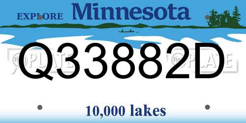 Q33882D Minnesota License Plate