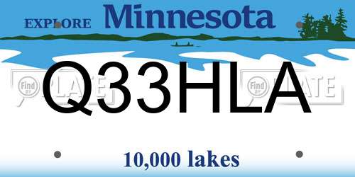 Q33HLA Minnesota License Plate