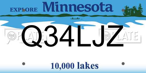 Q34LJZ Minnesota License Plate