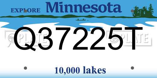 Q37225T Minnesota License Plate