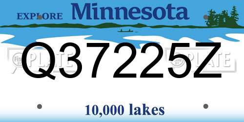 Q37225Z Minnesota License Plate