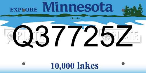 Q37725Z Minnesota License Plate