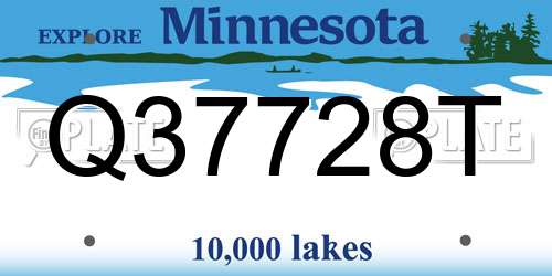 Q37728T Minnesota License Plate
