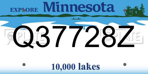 Q37728Z Minnesota License Plate