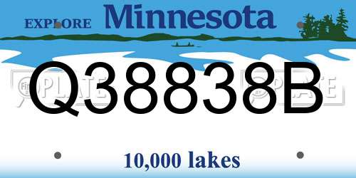 Q38838B Minnesota License Plate