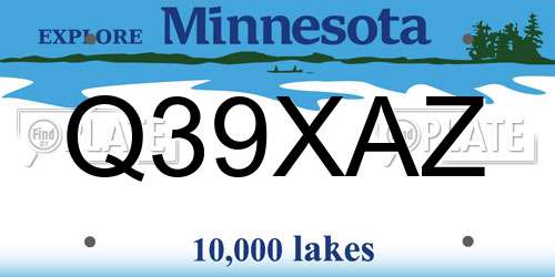 Q39XAZ Minnesota License Plate