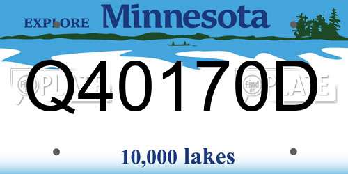 Q40170D Minnesota License Plate