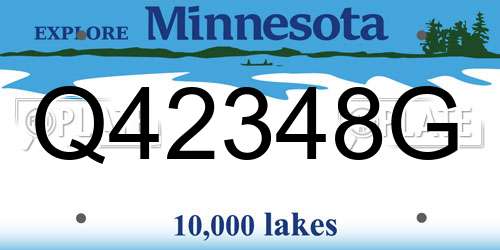 Q42348G Minnesota License Plate