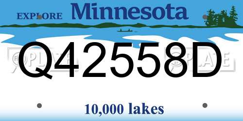 Q42558D Minnesota License Plate