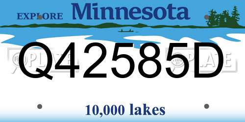 Q42585D Minnesota License Plate