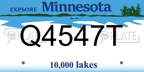 Q4547T Minnesota License Plate