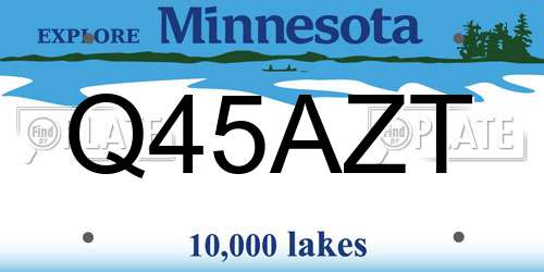 Q45AZT Minnesota License Plate