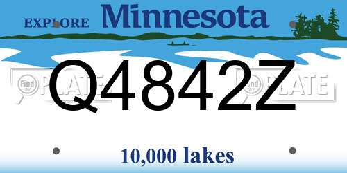 Q4842Z Minnesota License Plate