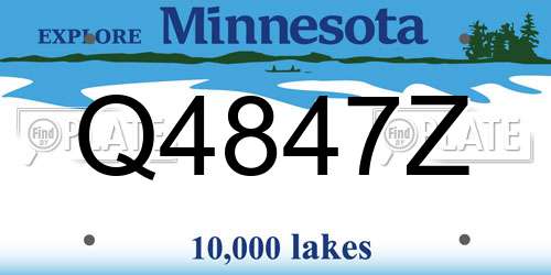 Q4847Z Minnesota License Plate