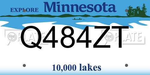 Q484ZT Minnesota License Plate