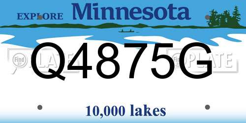 Q4875G Minnesota License Plate