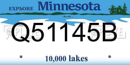 Q51145B Minnesota License Plate