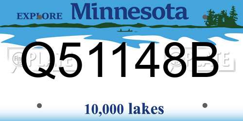 Q51148B Minnesota License Plate