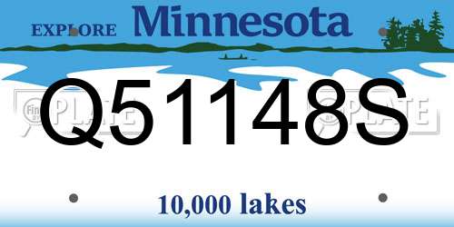 Q51148S Minnesota License Plate