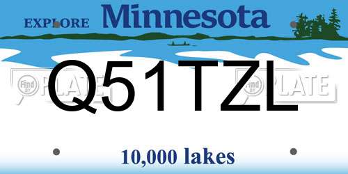 Q51TZL Minnesota License Plate