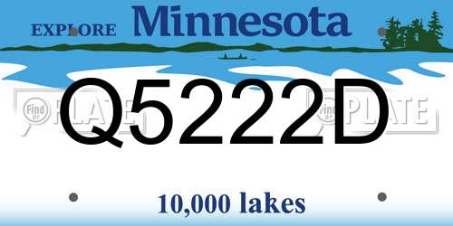 Q5222D Minnesota License Plate