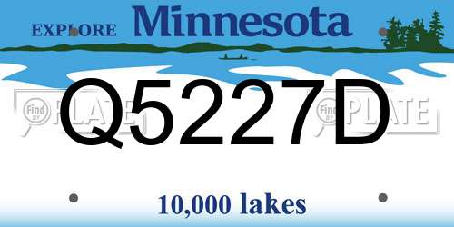 Q5227D Minnesota License Plate