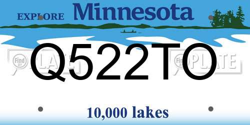 Q522TO Minnesota License Plate