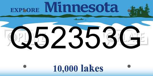 Q52353G Minnesota License Plate