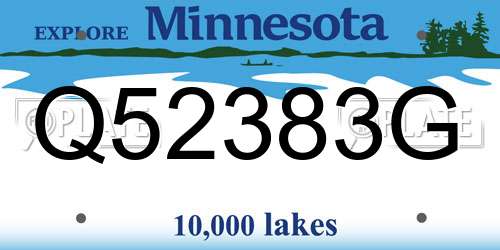 Q52383G Minnesota License Plate