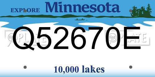 Q52670E Minnesota License Plate