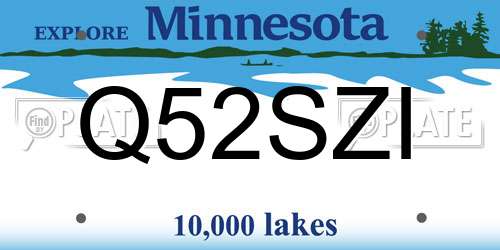 Q52SZI Minnesota License Plate