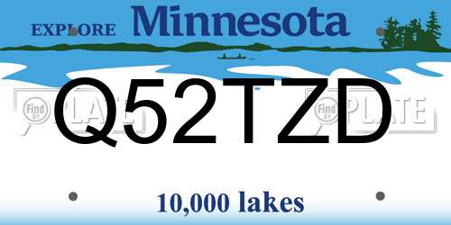 Q52TZD Minnesota License Plate