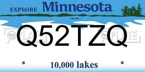 Q52TZQ Minnesota License Plate