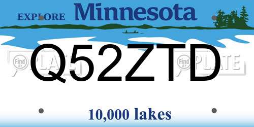 Q52ZTD Minnesota License Plate