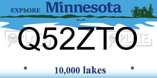Q52ZTO Minnesota License Plate