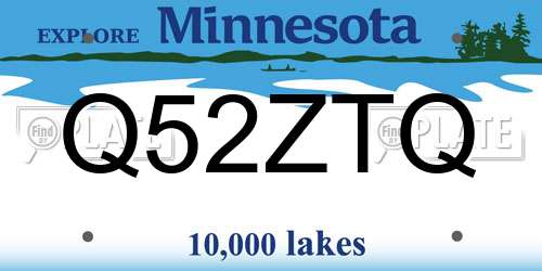 Q52ZTQ Minnesota License Plate