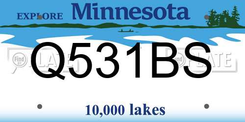 Q531BS Minnesota License Plate