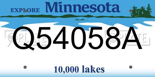Q54058A Minnesota License Plate