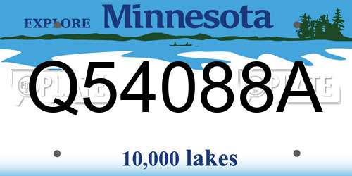 Q54088A Minnesota License Plate