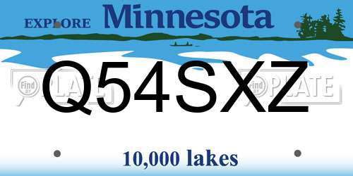 Q54SXZ Minnesota License Plate