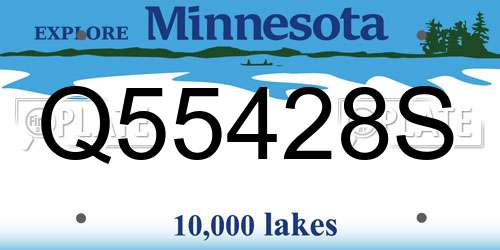Q55428S Minnesota License Plate